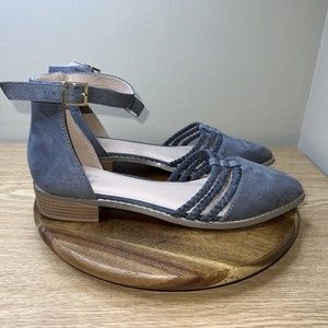 JOURNEE COLLECTION Women's 9.5 Gray Aniston Almond Toe Buckle Flats